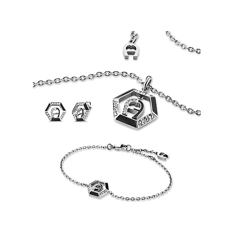 AIGNER SCHMUCKSET HEXAGON - SILBER
