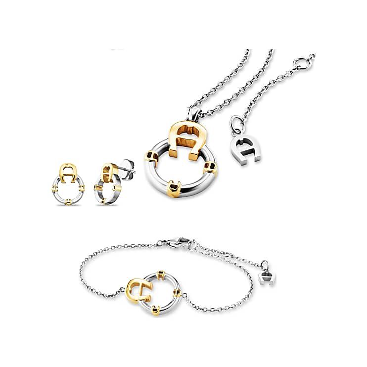 AIGNER NICOLETTA SET AUS KETTE ARMBAND UND OHRRING - GOLD