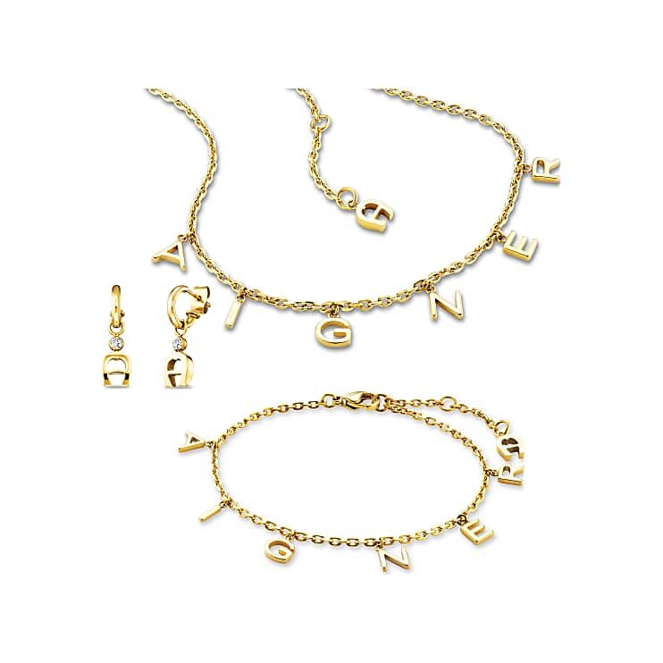 AIGNER VALENTINA SET AUS KETTE ARMBAND UND OHRRING - GOLD