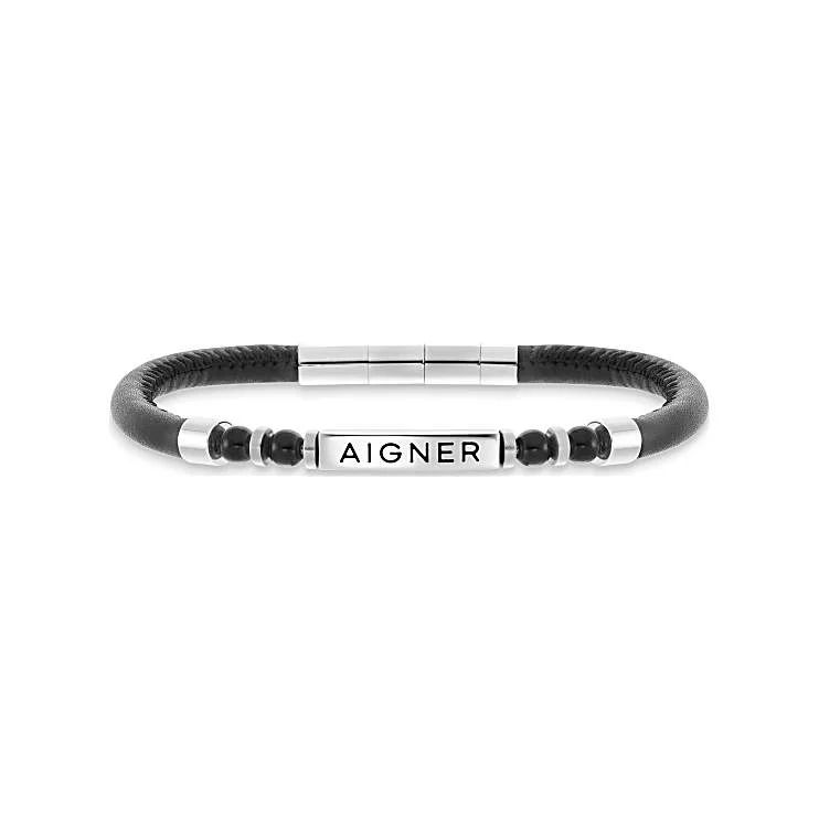 AIGNER ARMBAND MIT LOGO - SCHWARZ