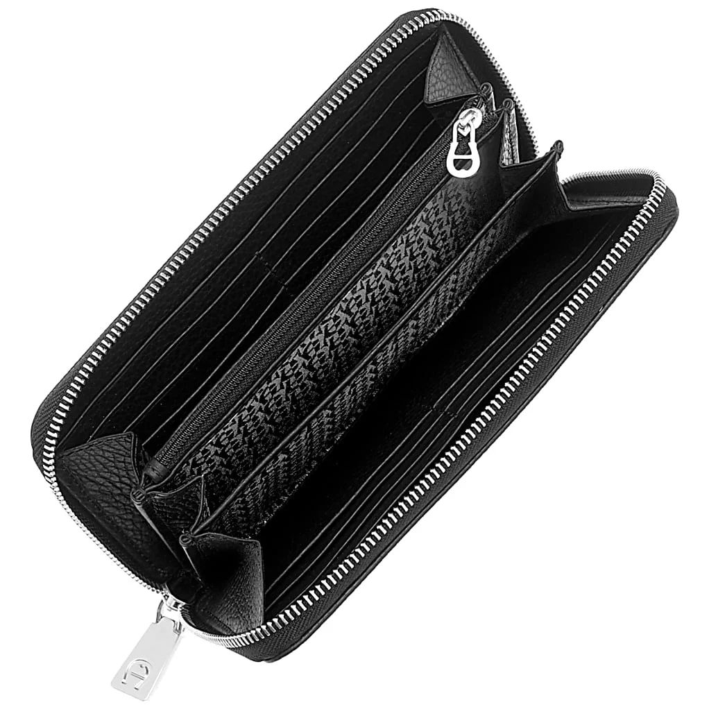 AIGNER GELDBÖRSE MIT REISSVERSCHLUSS - SCHWARZ