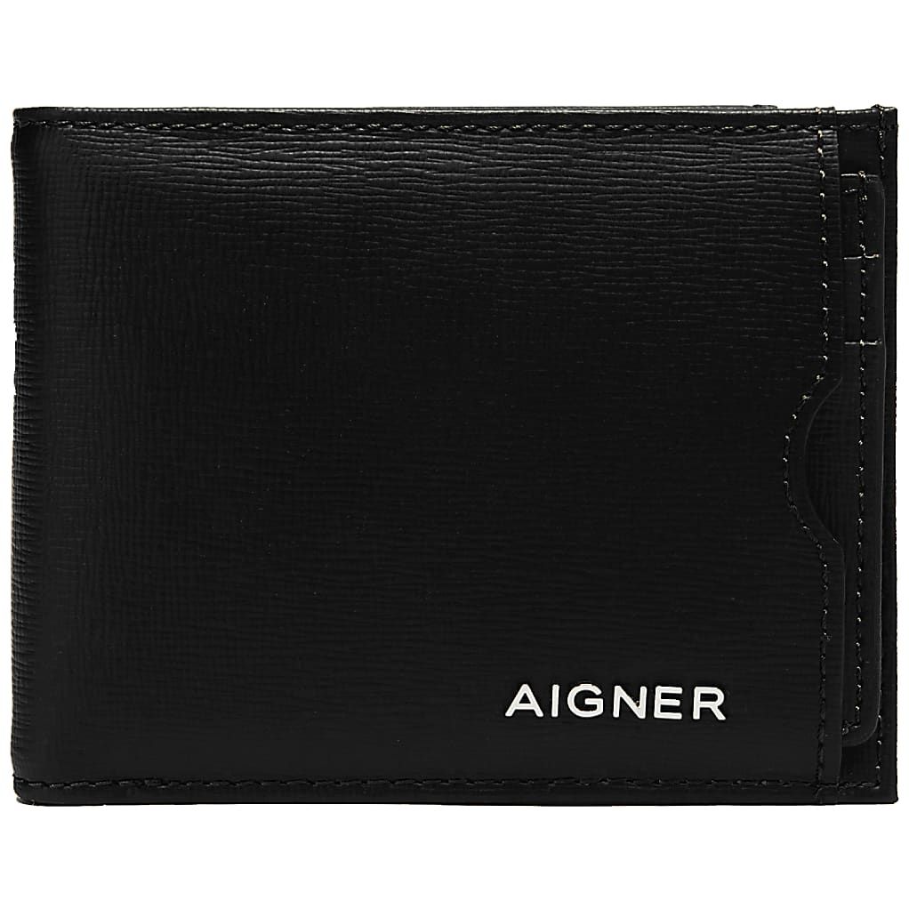 AIGNER SAFFIANO SCHEIN- UND KARTENTASCHE - SCHWARZ